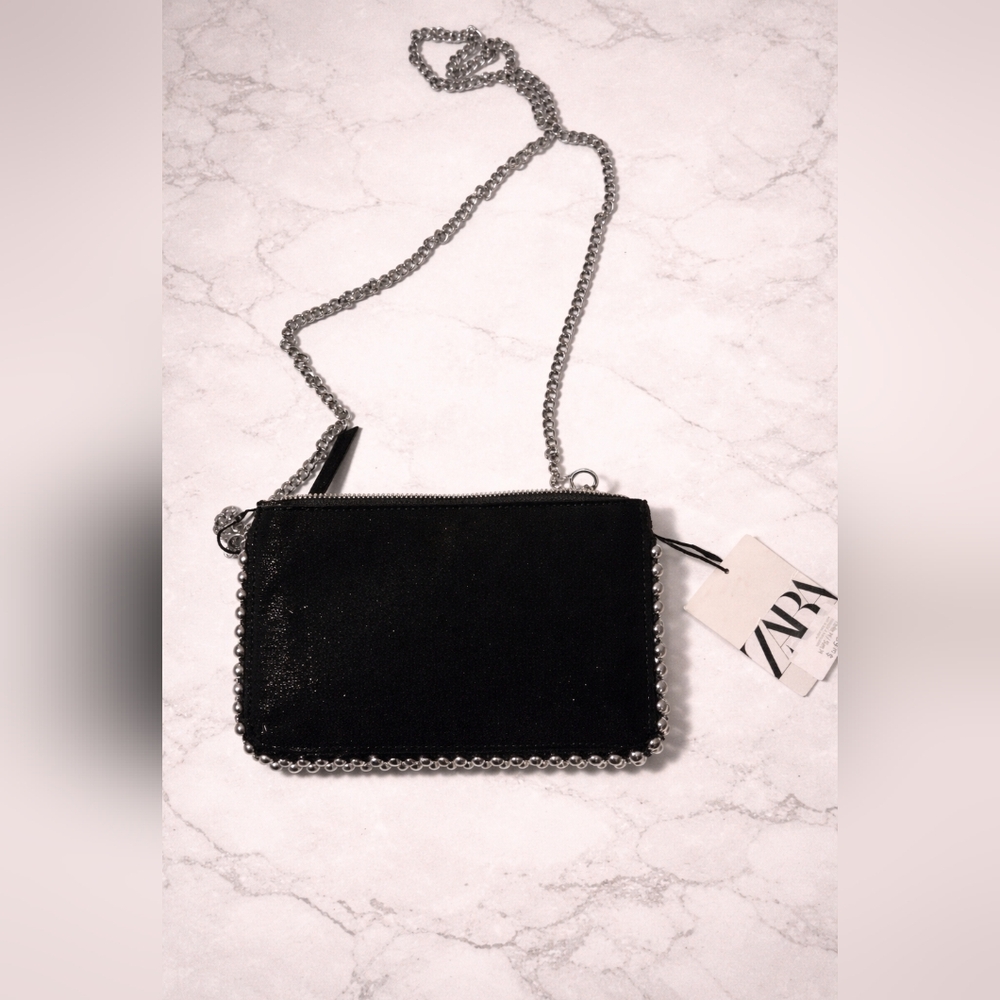 Zara Black and Silver Chain Wristlet
